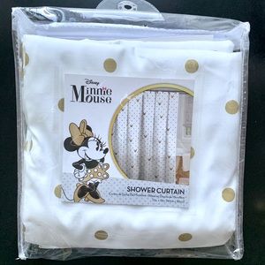 Gold Minnie Mouse Fabric Shower Curtain